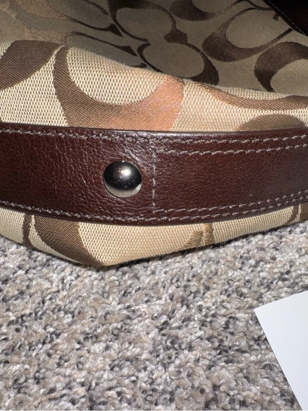 Coach Signature Canvas Leather Hobo Bag Brown Tan Shoulder Purse Classic